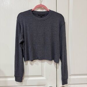 Brandy Melville Dark Gray Cropped Crewneck Sweatshirt